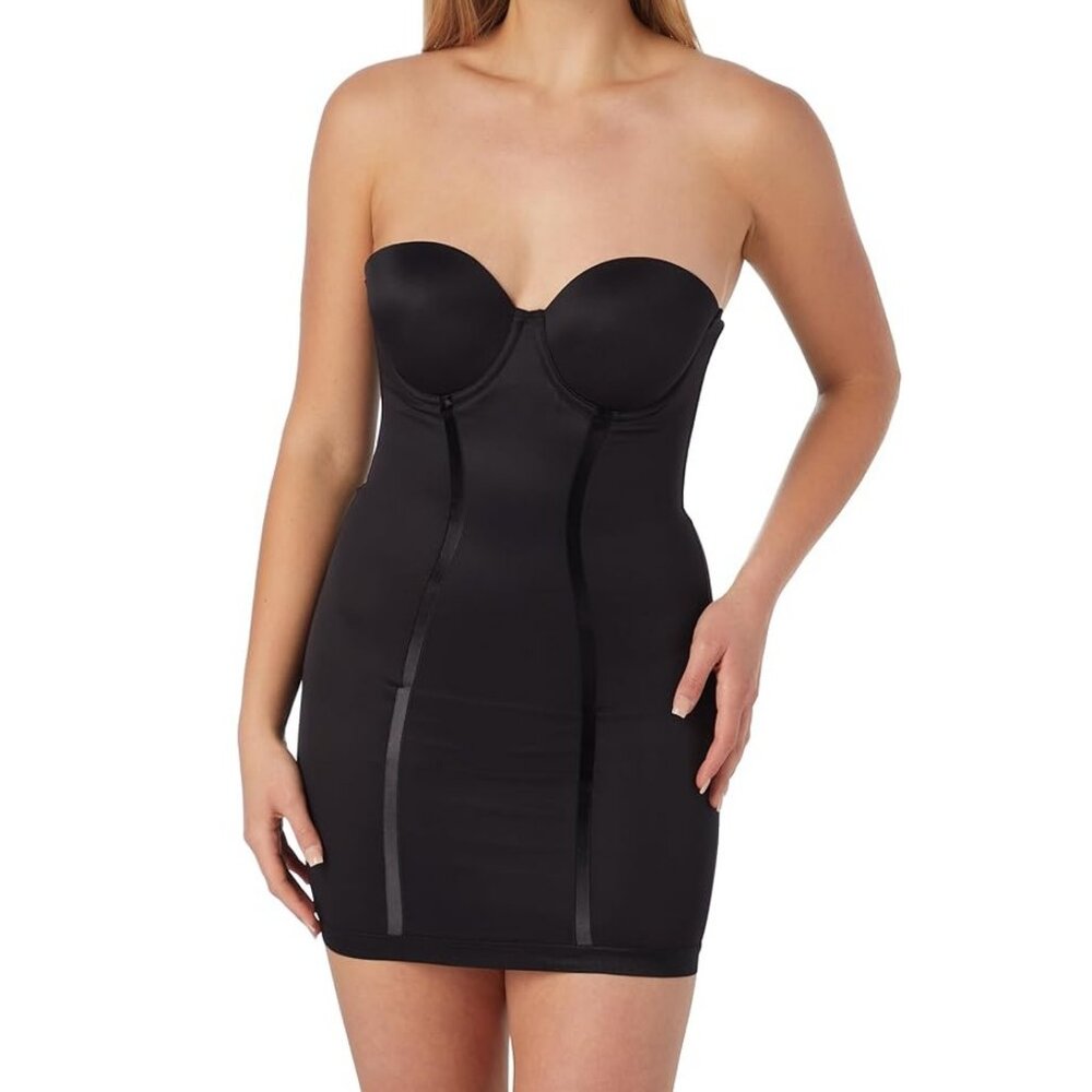 NWT Maidenform Women's Firm Control Strapless Convertible Full Slip, Black, 38C